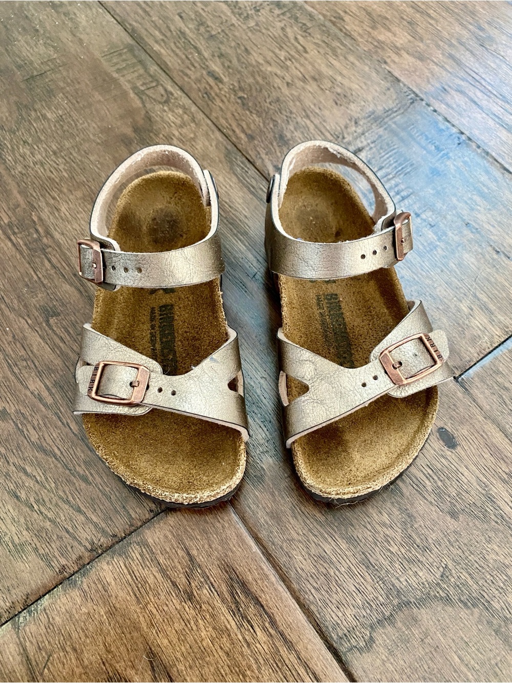 Children’s Birkenstock Sandals – Metallic/Champagne, EU 26 / US Kids 8–8.5